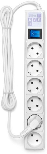 POWERCUBE SPG(5+1)-16B-5M Сетевой фильтр Фильтр-удлинитель 6 розеток, 5м,16А/3,5кВт, белый