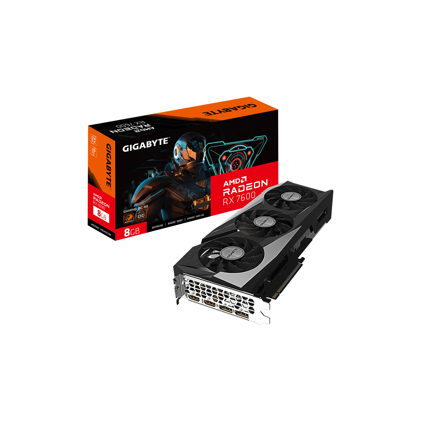 Gigabyte GV-R76GAMING OC-8GD Видеокарта RX7600 GAMING OC 8GB //RX7600
