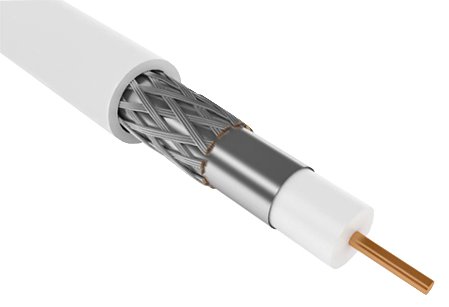 Каб. коаксиал. медный RG6 75Ом FPE PVC бел. (100м) GENERICA