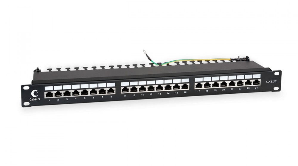 Cabeus PL-24-Cat.5e-SH-Dual Патч-панель 19"(1U), 24 порта RJ-45, категория 5e