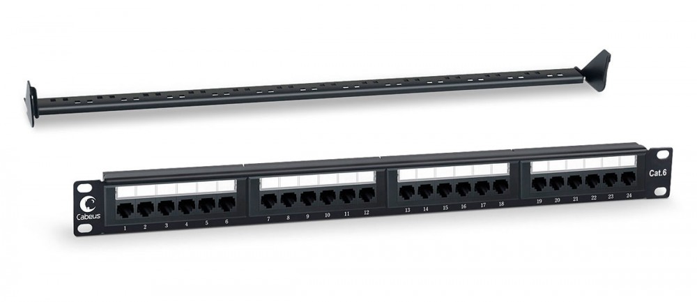 Cabeus PL-24-Cat.6-Dual Патч-панель 19" (1U), 24 порта RJ-45, категория 6