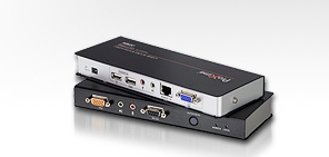 Aten CE770-AT-G Переключатель CE770-(AT-G) Удлинитель, SVGA+KBD&MOUSE USB+AUDIO+RS232, 300 метр., 1xUTP Cat5e, SPHD15+HD-DB15+2xUSB A-тип+ 2xMINI JACK+DB9, Female, с KVM-шнуром USB 1.8м., Б.П. 220> 5.3V