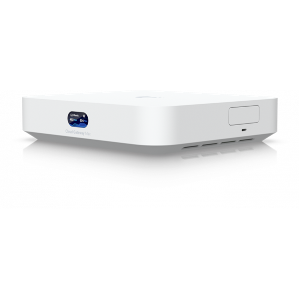 UBIQUITI UCG-MAX Маршрутизатор UniFi Cloud Gateway Max 512GB 4 ядра (1,5 ГГц), 4х 2.5G RJ45, 1х 2.5G RJ45, SSD 512 ГБ