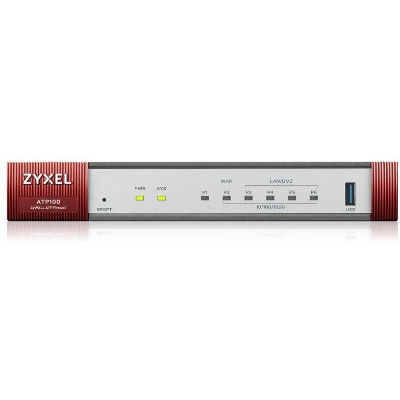Zyxel ATP100-RU0112F Межсетевой экран ATP100 Firewall, 1xWAN GE, 1xOPT GE (LAN/WAN), 3xLAN/DMZ GE, 1xUSB3.0, AP Controller (8/24), NebulaFlex Pro, 1 Year Gold Subscription (AS, AV, CF, IDP / DPI, sandbox, SecuReporter, secure Wi-Fi, 24 access points) !AS+