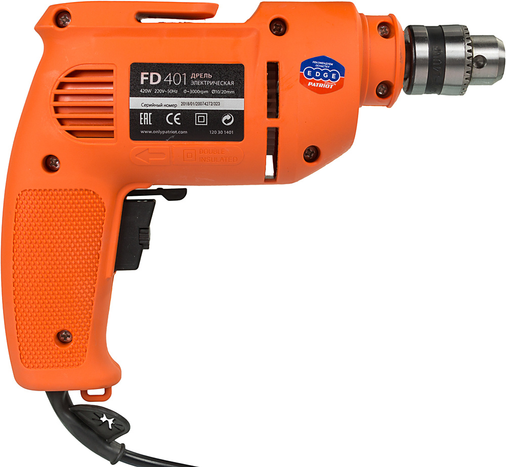 Дрель безударная Patriot FD 401 THE ONE 420Вт патрон:кулачковый реверс (120301401) Дрель безударная Patriot FD 401 THE ONE 420Вт патрон:кулачковый реверс (120301401)