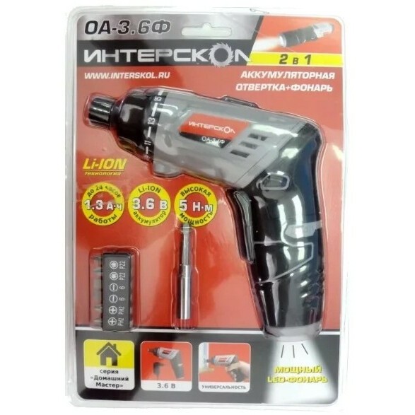 Отвертка аккум. Интерскол ОА-3.6Ф аккум. патрон:шестигранник 6.35 мм (1/4) (433.0.2.00) Отвертка аккум. Интерскол ОА-3.6Ф аккум. патрон:шестигранник 6.35 мм (1/4) (433.0.2.00)