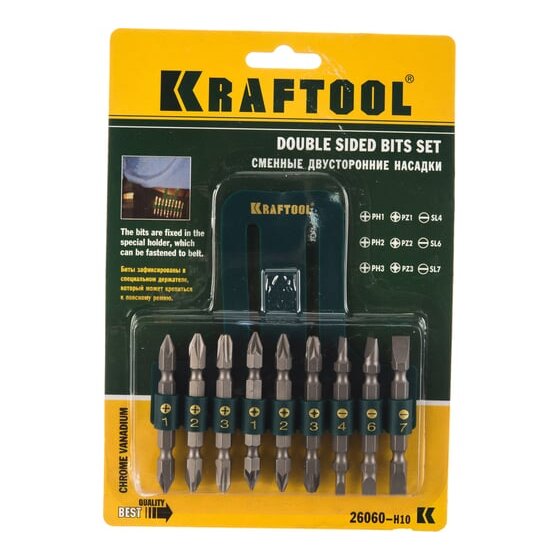 Набор бит Kraftool 26060-H10 (9пред.) для шуруповертов/дрелей Набор бит Kraftool 26060-H10 (9пред.) для шуруповертов/дрелей