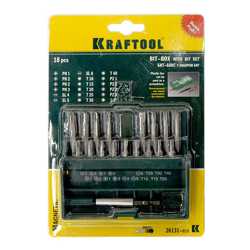 Набор бит Kraftool 26131-H18 (18пред.) для шуруповертов Набор бит Kraftool 26131-H18 (18пред.) для шуруповертов