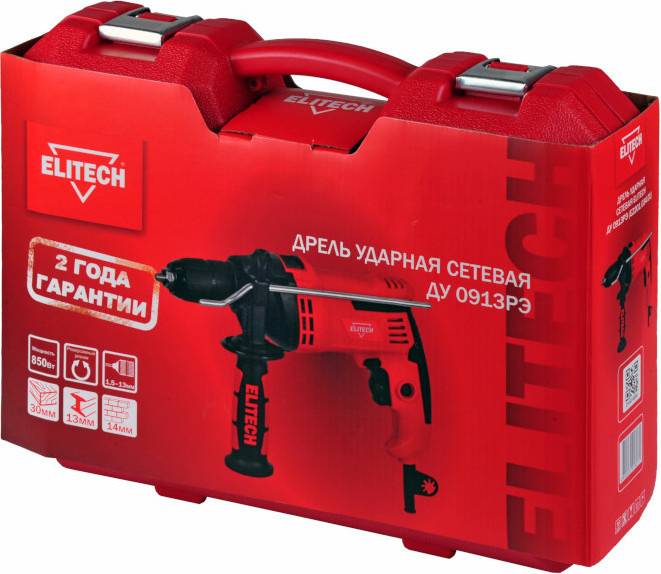 Дрель ударная Elitech ДУ 0913РЭ 850Вт патрон:кулачковый реверс (204500) Дрель ударная Elitech ДУ 0913РЭ 850Вт патрон:кулачковый реверс (204500)