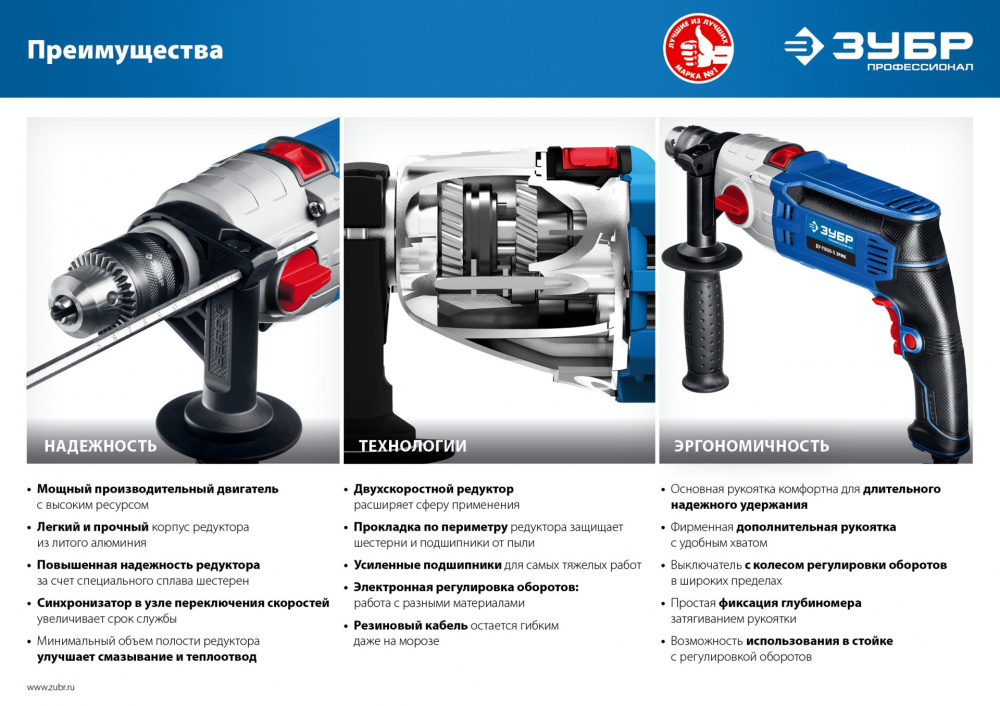 Дрель ударная Зубр ДУ-П850-2 ЭРМК 850Вт ключевой реверс (кейс в комплекте) Дрель ударная Зубр ДУ-П850-2 ЭРМК 850Вт ключевой реверс (кейс в комплекте)